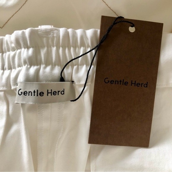 Gentle Herd Men's Stitched Tapered 100% Cotton Trousers Off White Nwt Size Large — image 5 of 8